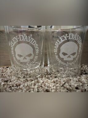 Harley-Davidson Clear Glasses with White Etched Skull